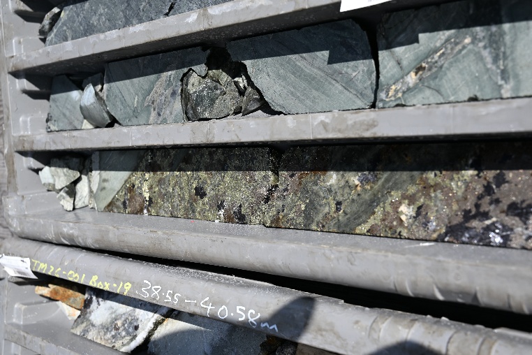 TM26-001 drill core from the 2026 Treasure Mountain MB Zone program